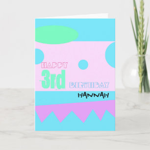 Happy 3rd Birthday Personalizable Greeting Card Kaart