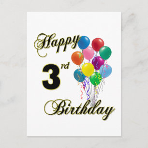 Happy 3rd Birthday Post Kaarten en verjaardagskaar
