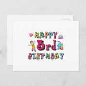 Happy 3rd Birthday - wensen van 3 jaar Briefkaart (Voorkant / Achterkant)