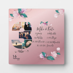 Happy 3rd Jubileum, aangepaste fotocollage Fotoplaat