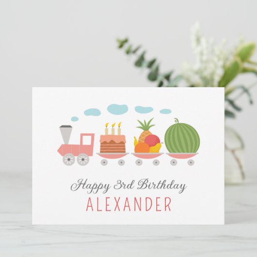 Happy 3rd Verjaardag Schattige Speelgoed Train Cak (Staand voorkant)