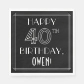 HAPPY 40TH BIRTHDAY; Art Deco Style; aangepaste na Servet (Voorkant)