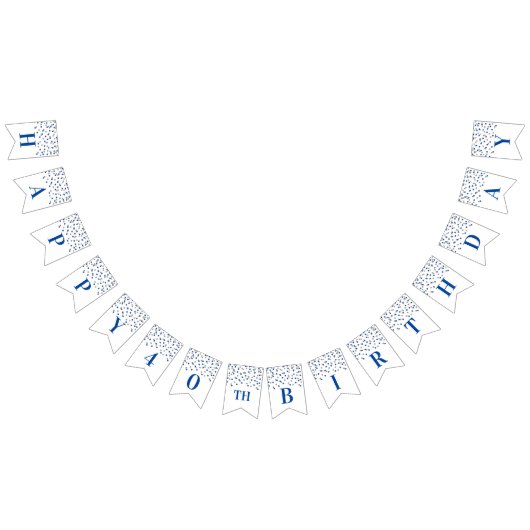Happy 40th Birthday Banner Blue Silver Confetti (Alle)