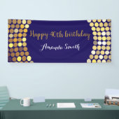 Happy 40th Birthday Banner Navy Blue Gold Glitter (Beurs)