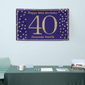 Happy 40th Birthday Banner Navy Blue Gold Glitter (Beurs)