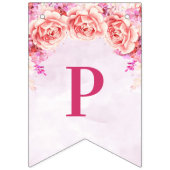 Happy 40th Birthday Banner Pink Waterverf Flowers (Derde vlag)