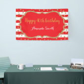 Happy 40th Birthday Banner Red en Gold Glitter (Beurs)