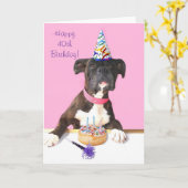 Happy 40th Birthday Boxer Dog Wenskaart Kaart (Gele Bloem)