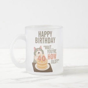Happy 40th Birthday Funny Cat Humor Retro Joke Matglas Koffiemok