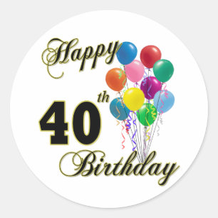 Happy 40th Birthday Gifts en Birthday Apparel Ronde Sticker