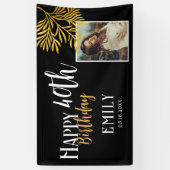 Happy 40th Birthday Gold Foliage Photo Backdrop Spandoek (Verticaal)