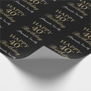 Happy 40th Birthday Gold Glitter Wrapping Paper Cadeaupapier