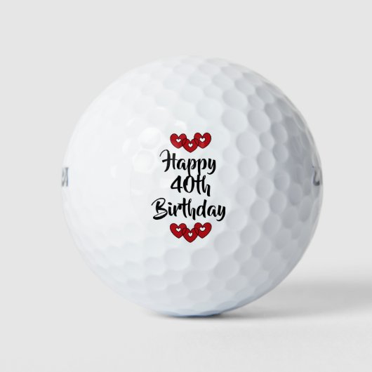 Happy 40th Birthday golfballen van dalDesignNZ (Voorkant)