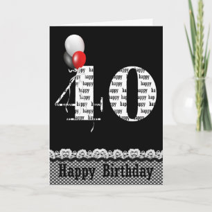 Happy 40th Birthday met Gingham Border Kaart