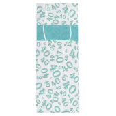 Happy 40th Birthday Number Pattern Blauwgroen/Whit Wijn Cadeautas (Achterkant)