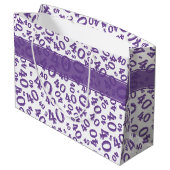 Happy 40th Birthday Number Pattern Paars/White 40 Groot Cadeauzakje (Achterkant Gekanteld)