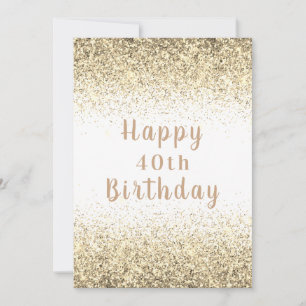 Happy 40th Gold Glitter Typography Birthday Card Kaart