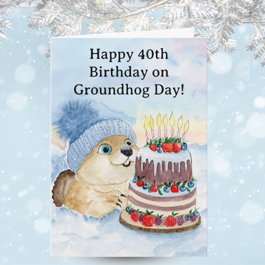  Happy 40th Groundhog Day Birthday  Kaart