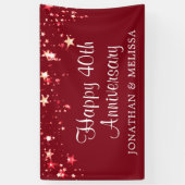 Happy 40th Jubileum Ruby Red Stars Names Spandoek (Verticaal)