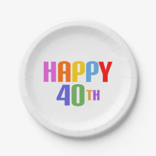 Happy 40th papieren bordje
