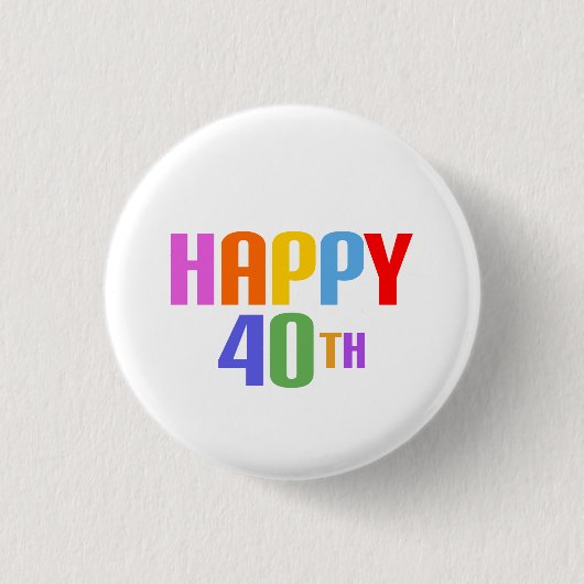 Happy 40th ronde button 3,2 cm (Voorkant)