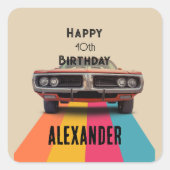 Happy 40th Verjaardag   Retro Vierkante Sticker (Voorkant)