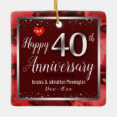 Happy 40th Wedding Jubileum - Aangepaste naam Keramisch Ornament (Voorkant)