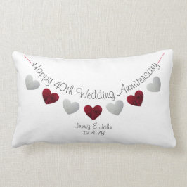 Happy 40th Wedding Jubileum Ruby roos harten Kussen