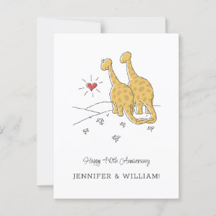 Happy 40th Wedding Jubileum Schattigee Dinosaurs K Briefkaart