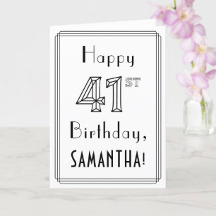 Happy 41st Birthday, Art Deco Style met aangepaste Kaart
