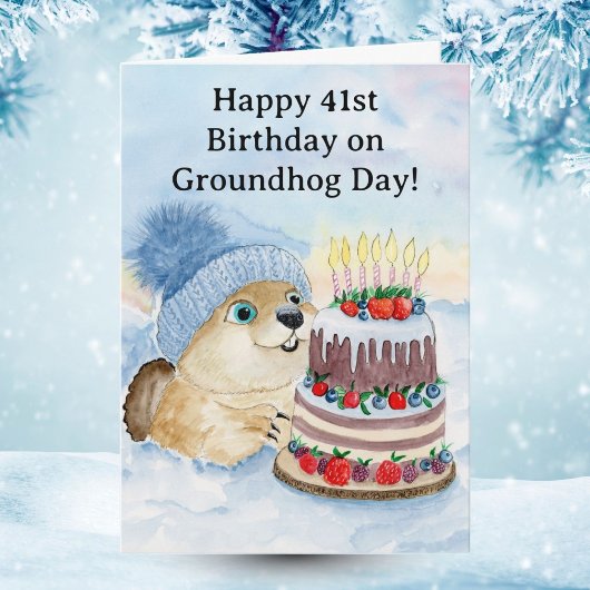  Happy 41st Groundhog Day Birthday  Kaart