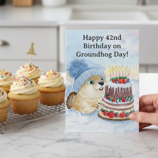  Happy 42nd Groundhog Day Birthday  Kaart