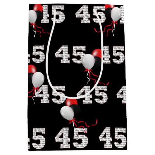 Happy 45th Birthday Balloons Medium Cadeau Sac (Devant)