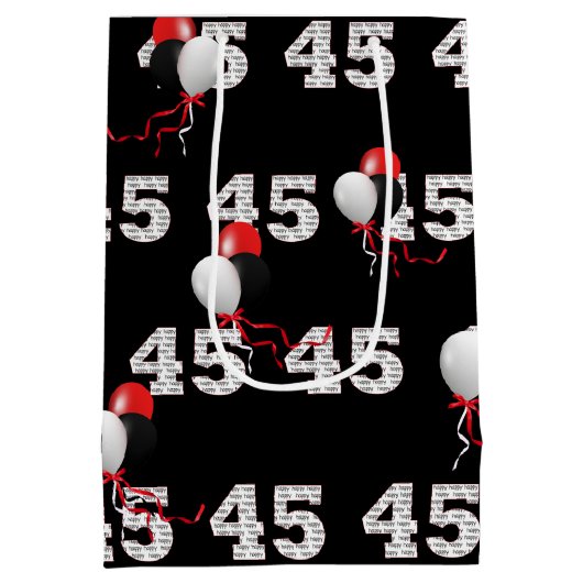Happy 45th Birthday Balloons Medium Gift Bag Medium Cadeauzakje (Achterkant)