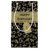 Happy 45th Birthday Number Pattern Black/Gold Klein Cadeauzakje (Voorkant)