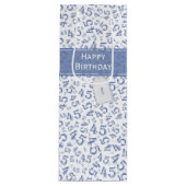 Happy 45th Birthday Number Pattern Blue/White Wijn Cadeautas (Voorkant)