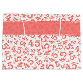 Happy 45th Birthday Number Pattern Coral/White Groot Cadeauzakje (Achterkant)