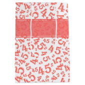 Happy 45th Birthday Number Pattern Coral/White Medium Cadeauzakje (Achterkant)