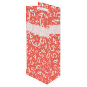 Happy 45th Birthday Number Pattern Coral/White Wijn Cadeautas (Achterkant Gekanteld)