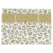 Happy 45th Birthday Number Pattern Gold/White Groot Cadeauzakje (Achterkant)