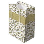 Happy 45th Birthday Number Pattern Gold/White Medium Cadeauzakje (Achterkant Gekanteld)