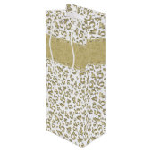 Happy 45th Birthday Number Pattern Gold/White Wijn Cadeautas (Achterkant Gekanteld)