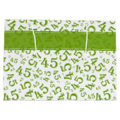 Happy 45th Birthday Number Pattern Green/White Groot Cadeauzakje (Achterkant)