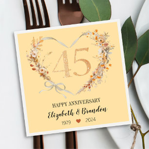 Happy 45th Jubileum bruiloftsservetten Servet