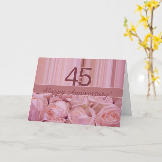 Happy 45th Jubileum rozen Kaart (Gele Bloem)
