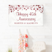 Happy 45th Jubileum Ruby Glitter Stars Banner (Insitu)