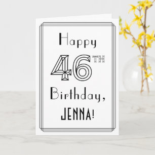 Happy 46th Birthday, Art Deco Style met aangepaste Kaart