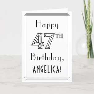 Happy 47th Birthday, Art Deco Style met aangepaste Kaart