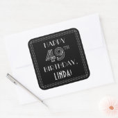 HAPPY 49TH BIRTHDAY; Art Deco Style; aangepaste na Vierkante Sticker (Envelop)