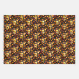 Happy 4 juli 24K Gold President Trump Vuurwerk Inpakpapier Vel